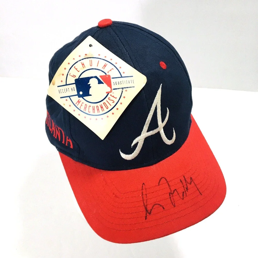 Vintage 90s Atlanta Braves Snapback Hat Cap Genuine Merchandise - Autographs NWT